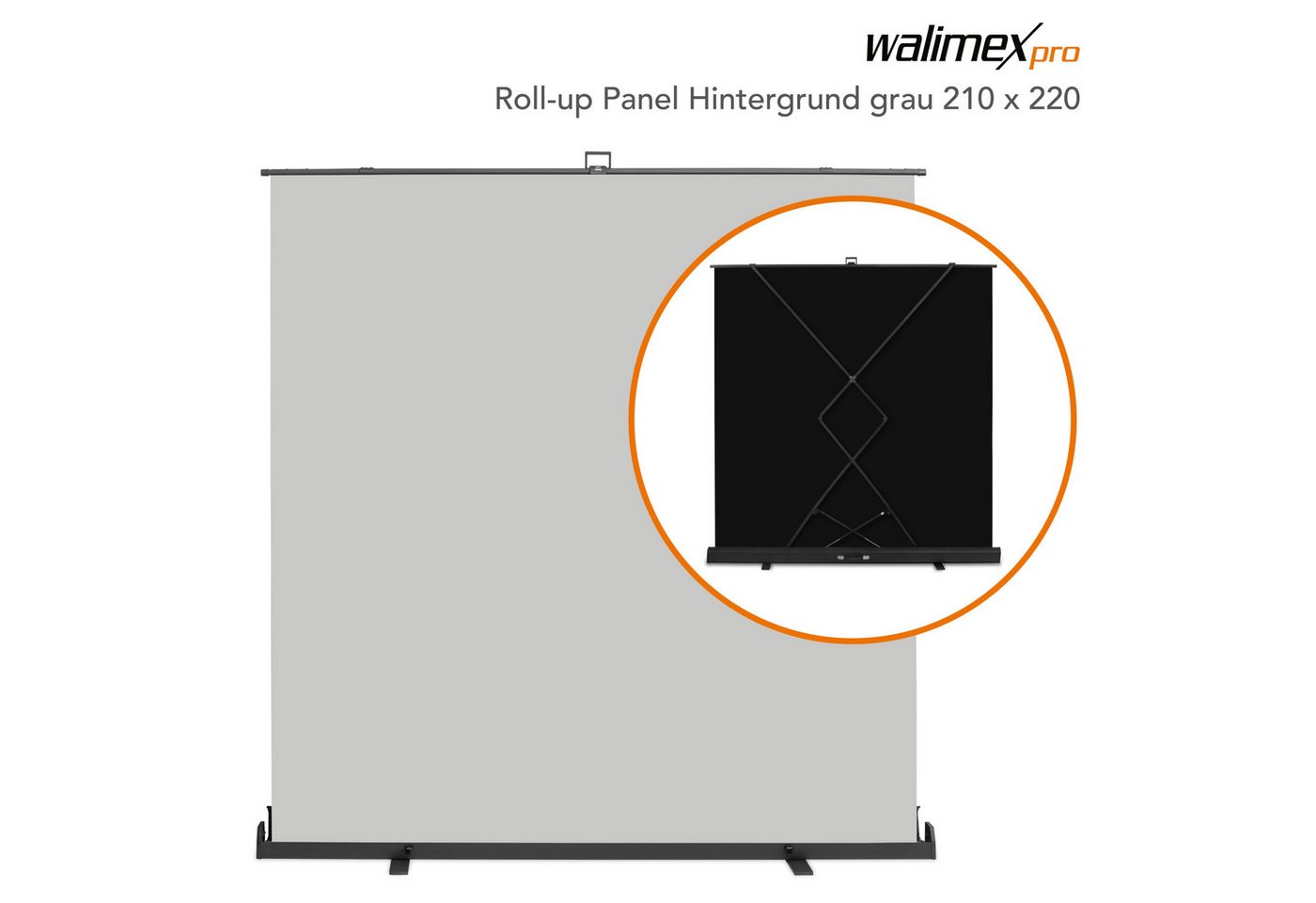 Walimex Pro Fotohintergrund Roll-up Panel Hintergrund grau 210x220 von Walimex Pro