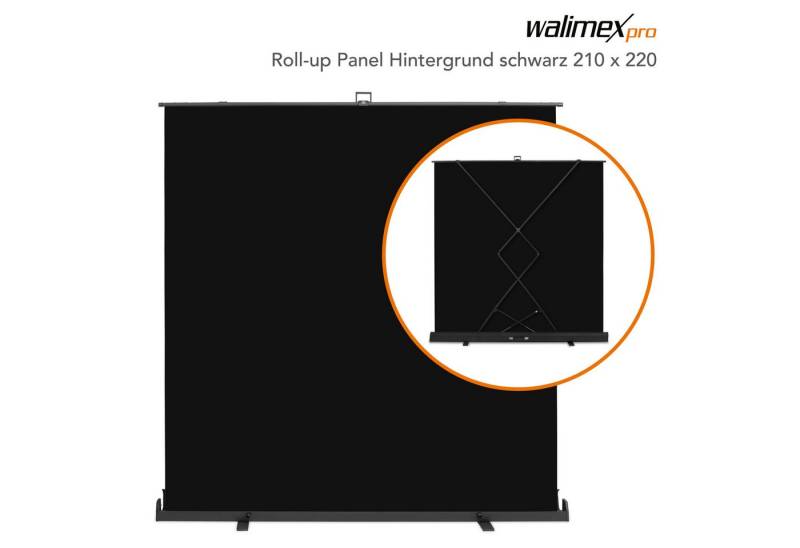 Walimex Pro Fotohintergrund Roll-up Panel Hintergrund schw. 210x220 von Walimex Pro