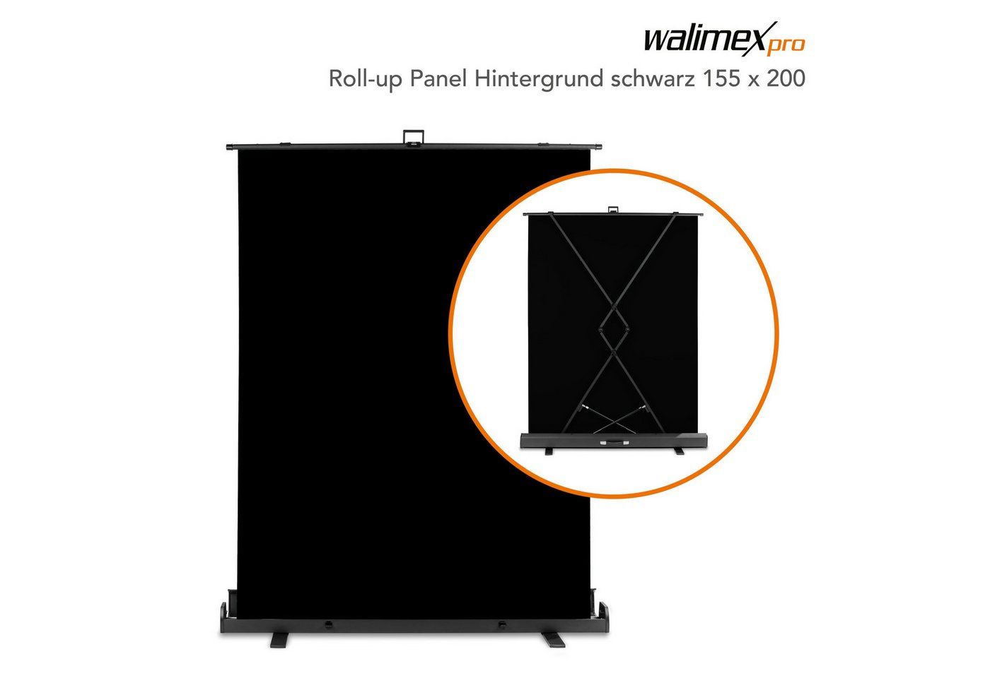 Walimex Pro Fotohintergrund Roll-up Panel Hintergrund schw.155x200 von Walimex Pro