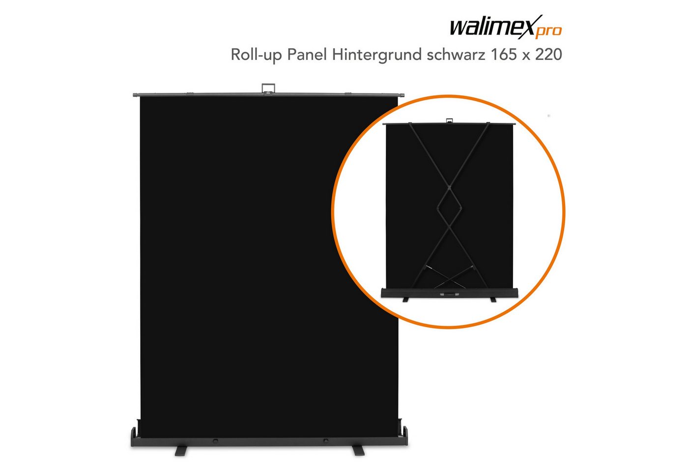 Walimex Pro Fotohintergrund Roll-up Panel Hintergrund schw.165x220 von Walimex Pro
