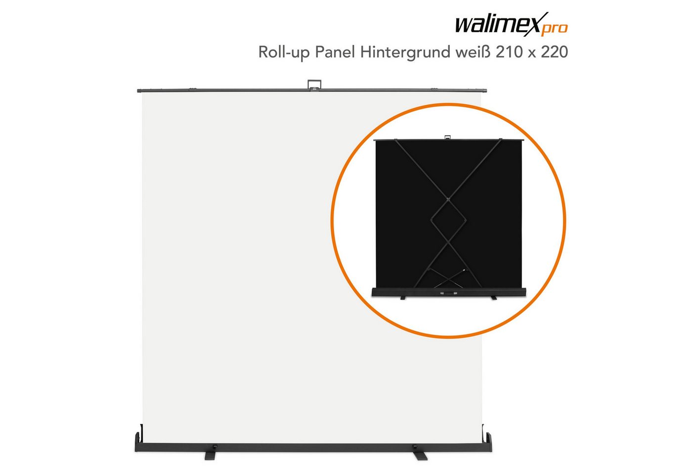 Walimex Pro Fotohintergrund Roll-up Panel Hintergrund weiß 210x220 von Walimex Pro