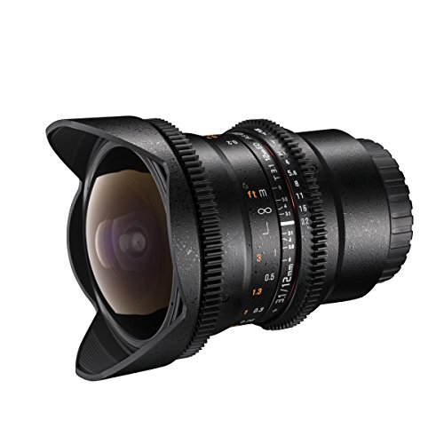 Walimex Pro 12mm 1:3,1 Fish-Eye Objektiv DSLR für Nikon F Objektivbajonett schwarz (manueller Fokus, für Vollformat Sensor gerechnet, IF, mit abnehmbarer Gegenlichtblende, Nano Coating) von Walimex pro