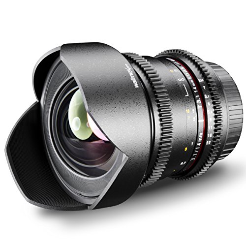 Walimex Pro 14mm 1:3,1 VDSLR Foto- und Videoobjektiv für Canon EF Objektivbajonett schwarz(manueller Fokus, für Vollformat Sensor gerechnet, stufenlose Blendeneinstellung, mit fester Gegenlichtblende) von Walimex pro