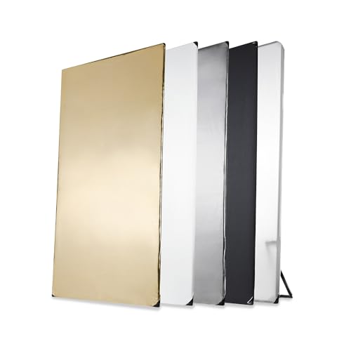 Walimex Pro 5-in-1 Reflektorpanel, 100x200 - Ideal für alle Bereiche der Fotografie, Aufhellung von Schatten, einfacher Aufbau, 5 Farboptionen, inkl. Transporttasche von Walimex pro