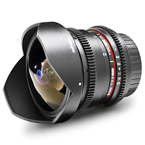 Walimex Pro 8mm 1:3,8 VDSLR Fish-Eye II Objektiv Foto&Video für Nikon F Objektivbajonett schwarz (manueller Fokus,für APS-C Sensor gerechnet,stufenlose Blendeneinstellung,abnehmbarer Gegenlichtblende) von Walimex pro