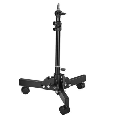 Walimex Pro Boden Rollstativ kompakt 70cm (maximal Arbeitshöhe 18 bis 70cm, Belastbarkeit: 6 kg, Anschlußadapter 5/8 Zoll Spigot mit 1/4 und 3/8 Zoll Anschluss) schwarz von Walimex pro