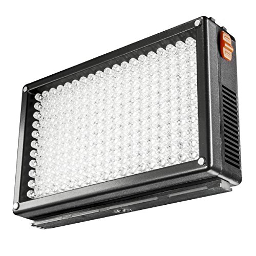 Walimex Pro LED Foto Video 209 Bi-Color, LED Leuchte, On Camera, Kopflicht, Foto Video Leuchte, Tageslicht, Bi Color, 1x NP-F 550 Akku von Walimex pro