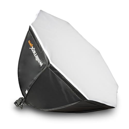 Walimex Pro Premium Fotostudio Set inkl. 2X Lampenstativ mit 2X LED 45W Octagon Ø65cm Bi Color und komplettem Teleskop Hintergrundsystem 120-307 cm mit Stoffhintergrund schwarz von Walimex pro