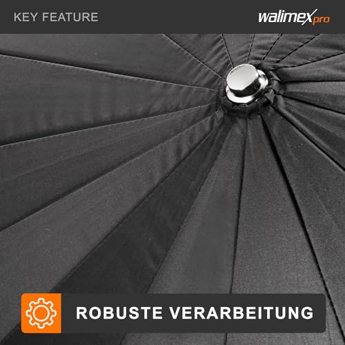 Walimex Pro Reflexschirm Schwarz/Weiß 180cm für Produktfotografie - Weiche, neutrale Lichtführung, Streulichtminderung - Ideal für unterwegs - Kompakte Transportgröße - Robuste Verarbeitung Walimex Pro Reflexschirm Schwarz/Weiß 180cm für Produktfotografie - Weiche, neutrale Lichtführung, Streulichtminderung - Ideal für unterwegs - Kompakte Transportgröße - Robuste Verarbeitung von Walimex pro