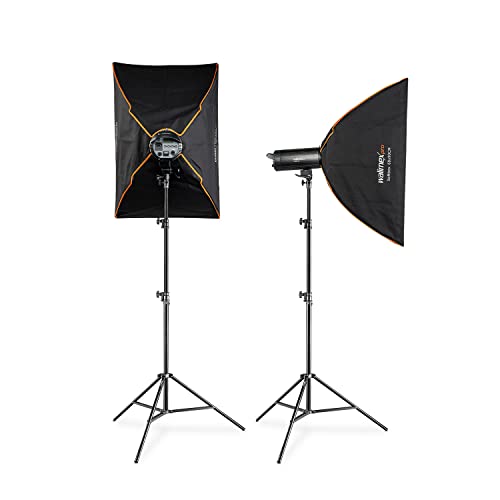 Walimex Pro Stager 400 HSS Set Double - leistungsstarker Studioblitz mit 2,4 GHz Empfänger, HSS-Modus, 400 Ws, Kurze Abbrennzeit, LED-Einstelllicht, für Profifotografen von Walimex pro