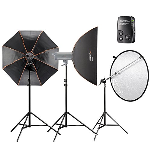 Walimex Pro VC Excellence Advance 6.3 Set inkl. 1x 600 Watt/1x 300 Watt Studioblitz/Softbox/Reflexschirm/Blitzauslöser/Lampenstativ/Reflektorhalter von Walimex pro