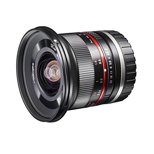 Walimex pro 20155 12mm f1:2,0 Festbrennweite manueller Fokus Weitwinkelobjektiv für Sony E Mount, Kamera Objektiv lichtstark für Systemkamera für A5000 A5100 A6000 A6300 A6500 Serie, Nex, schwarz von Walimex pro