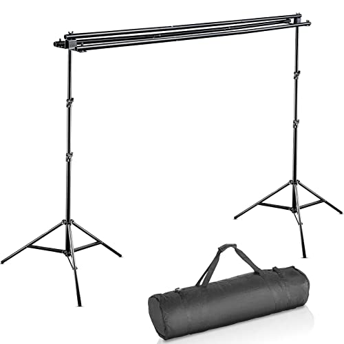 Walimex pro 3-fach Hintergrundsystem 145-290cm I für bis zu 3 Leinwände aus Papier & Stoff I stabiles Fotohintergrund System für Studio & Mobil I für Fotografie, Video & Green Screen I Höhe bis 256cm von Walimex pro