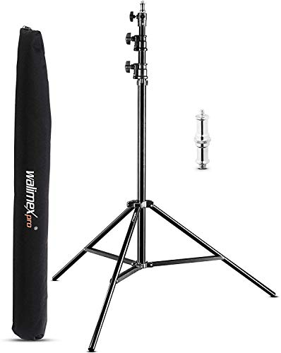 Walimex pro AIR 290 Deluxe Lampenstativ 290 cm - Lichtstativ mit Luftfederung Höhe max 290 cm, 7 kg Traglast, stabil und vielseitig, Aluminium, Leuchtenstativ für Fotografie Studio Outdoor, Schwarz von Walimex pro