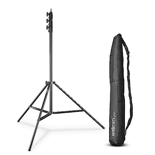 Walimex pro AIR 355 Lampenstativ - Lichtstativ mit Luftfederung, Höhe max 355 cm, 8 kg Traglast, sehr hoch und stabil, Aluminium, Leuchtenstativ für Fotografie Studio Outdoor, Schwarz von Walimex pro