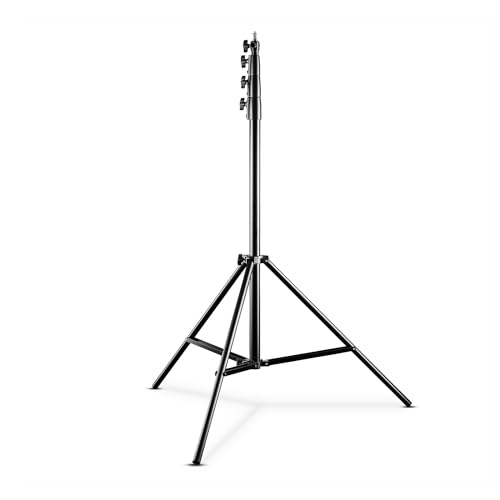 Walimex pro AIR 380 Deluxe Lampenstativ 380cm - Lichtstativ mit Luftfederung, Höhe max 380cm, 15 kg Traglast, sehr hoch und stabil, Aluminium Leuchtenstativ für Fotografie Studio Outdoor von Walimex pro