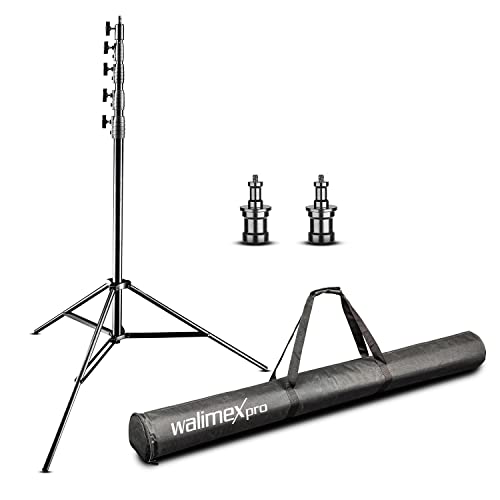 Walimex pro AIR Jumbo 600 Lampenstativ 600cm - luftgedämpftes Lichtstativ Aluminium 6m max Höhe 22,5 kg Traglast, stabil & komfortabel Leuchtenstativ für Film Fotografie Studio Outdoor, mit Tasche von Walimex pro