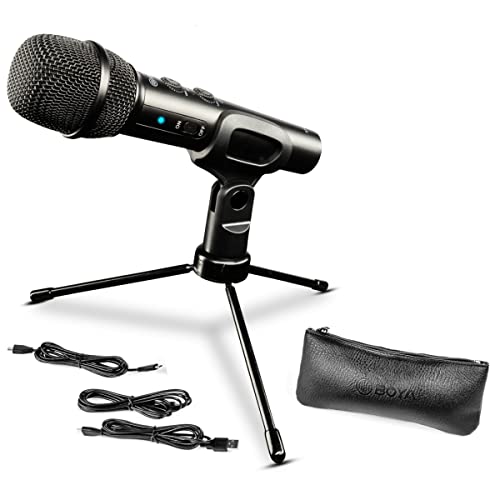 Walimex pro Boya HM2 Hand Mikrofon – Digitales Handmikrofon mit Anschlüssen für USB-A, USB-C und Lightning, 20 Hz - 20 kHz, bis 96 kHz Abtastrate, Nierencharakteristik, ideal für Gesang, Vlogging von Walimex pro
