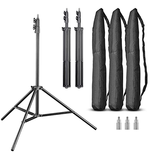 Walimex pro FT-8051 3er Set Lampenstativ 260cm - Lichtstativ mit Federdämpfung, Höhe max 260 cm, 5 kg Traglast, Aluminium, für Fotografie Studio Outdoor, mit Tasche und Adapter, von Walimex pro