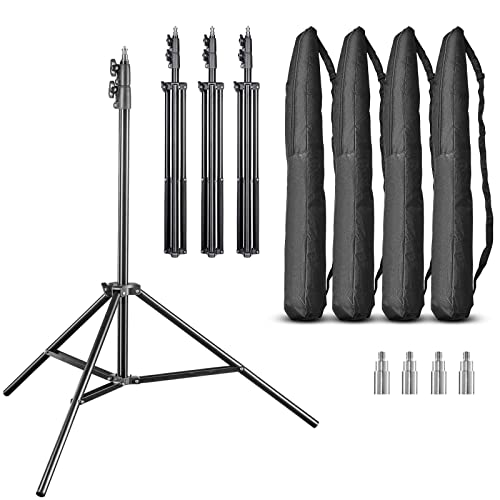 Walimex pro FT-8051 4er Set Lampenstativ 260cm - Lichtstativ mit Federdämpfung, Höhe max 260 cm, 5 kg Traglast, Aluminium, für Fotografie Studio Outdoor, mit Tasche und Adapter, von Walimex pro