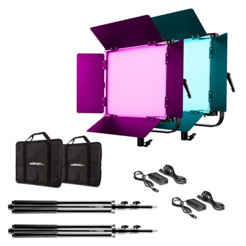 Walimex pro LED Flächenleuchte 2er Set Rainbow 100W RGBWW + Akku Dock I Videoleuchte & Fotolicht I dimmbares Dauerlicht mit RGB Farblicht & Bi-Color Weißlicht 3.200-9.999K I App-Steuerung & Zubehör Walimex pro LED Flächenleuchte 2er Set Rainbow 100W RGBWW + Akku Dock I Videoleuchte & Fotolicht I dimmbares Dauerlicht mit RGB Farblicht & Bi-Color Weißlicht 3.200-9.999K I App-Steuerung & Zubehör von Walimex pro