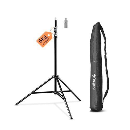 Walimex pro Lampenstativ WT-806 mit Federdämpfung I Höhe max. 256cm I stabiles Lichtstativ belastbar bis 6kg I Beleuchtungsstativ für Ringlicht, Reflektor, Blitz & Video I inkl. 3/8" Adapter & Tasche von Walimex pro