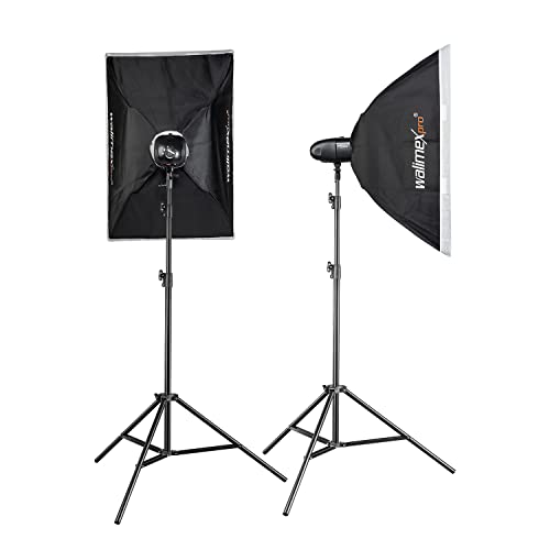 Walimex pro Newcomer 100 Set Double - 100 Ws Blitzleistung, auslösen per Funk 2,4GHz, LED-Einstelllicht, Blitzdauer 1/800-1/1200s, Bowens/walimex pro-Anschluss, ideal für kleine Studios von Walimex pro