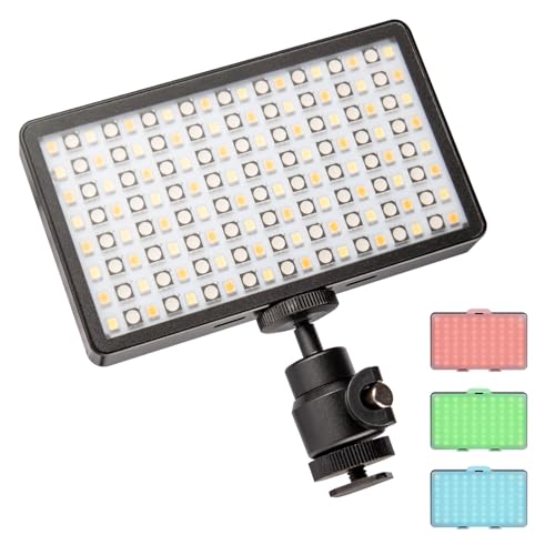 Walimex pro Rainbow Pocket LED-RGB – fernsteuerbare, kompakte und Starke Akku-Flächenleuchte mit Farb- und Weißlicht für Farbakzente in Foto und Film, 23036, Schwarz/Silber von Walimex pro