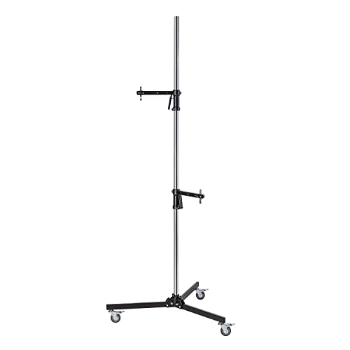 Walimex pro Rollstativ 223cm - Robustes Studiostativ mit 2 schnell verschiebbaren Klemmhaltern und stabilen Rollen, belastbar bis 12kg - Ideal für die vielfältige Befestigung von Studio-Equipment von Walimex pro