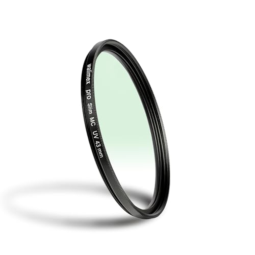 Walimex pro UV-Filter Slim MC 43mm - Schutz vor UV-Strahlen und Verschmutzung, Hochwertige Mehrschichtvergütung, mit äußerst dünner, gering auftragender Metallfassung, Inkl. Schutzhülle von Walimex pro