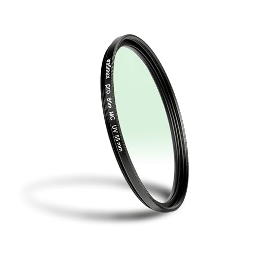 Walimex pro UV-Filter Slim MC 55mm - Schutz vor UV-Strahlen und Verschmutzung, Hochwertige Mehrschichtvergütung, mit äußerst dünner, gering auftragender Metallfassung, Inkl. Schutzhülle von Walimex pro