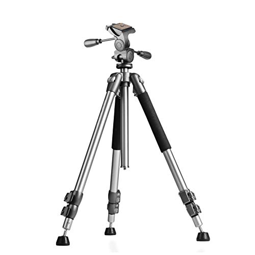 Walimex pro WAL-6702 Pro Stativ mit FT-6653H Neiger – Sehr stabiles Dreibein Fotostativ, 12 kg Traglast, hochwertiger 3-Wege Neiger, 3 Achsen schwenkbar, Fluiddämpfung, mit Tasche von Walimex pro