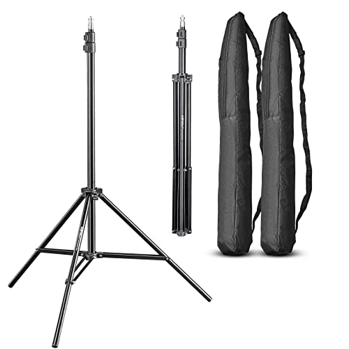 Walimex pro WT-803 2er Set Lampenstativ 208cm - leichtes Lichtstativ aus Aluminium, Höhe max. 208 cm Traglast 3,5 kg für Fotografie Studio Mobil Video Blitz Softbox Ringlicht, mit Tasche + Adapter von Walimex pro