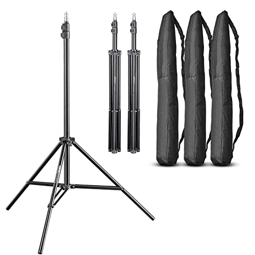 Walimex pro WT-803 3er Set Lampenstativ 208cm - leichtes Lichtstativ aus Aluminium, Höhe max. 208 cm Traglast 3,5 kg für Fotografie Studio Mobil Video Blitz Softbox Ringlicht, mit Tasche + Adapter von Walimex pro