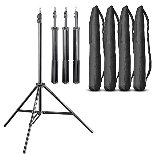 Walimex pro WT-803 4er Set Lampenstativ 208cm - leichtes Lichtstativ aus Aluminium, Höhe max. 208 cm Traglast 3,5 kg für Fotografie Studio Mobil Video Blitz Softbox Ringlicht, mit Tasche + Adapter, von Walimex pro