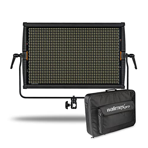 Walimex pro dimmbare LED Flächenleuchte 150W Bi-Color + Akku-Slots Videoleuchte & Fotolicht Niova 150-F, 3.200-5.600K, 15.000LM Studiolicht & mobiles Dauerlicht Streaming Licht + Fernbedienung 23092 von Walimex pro