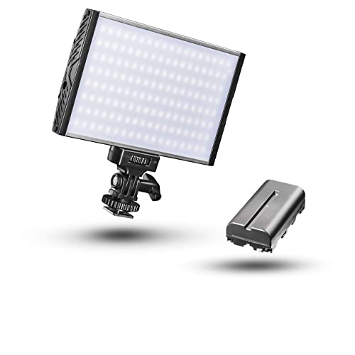 Walimex pro dimmbare On-Camera LED Videoleuchte & Fotolicht + Akku I 3.200-5.600K, 15W, 1500 LM I mobiles Kameralicht & Studioleuchte I Streaming Licht Niova 150 Bi Color mit Zubehör von Walimex pro