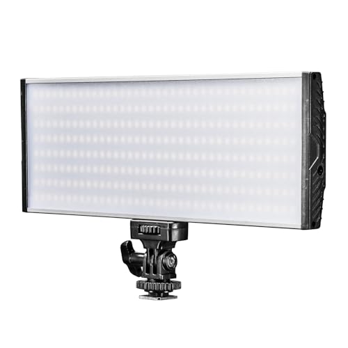 Walimex pro dimmbare On-Camera LED Videoleuchte & Fotolicht + Akku Slots I 3.200-5.600K, 30W, 3000 LM I mobiles Kameralicht & Studioleuchte I Streaming Licht Niova 300 Bi Color mit Netzteil & Zubehör von Walimex pro