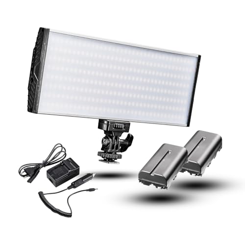 Walimex pro dimmbare On-Camera LED Videoleuchte & Fotolicht + Akku Slots I 3.200-5.600K, 30W, 3000 LM I mobiles Kameralicht & Studioleuchte I Streaming Licht Niova 300 Bi Color mit Netzteil & Zubehör von Walimex pro