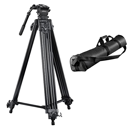 Walimex pro hochwertiges Videostativ Cineast 188cm mit Tasche I 5 Beinstreben & Mittelspinne für hohe Stabilität I Pro Fluid-Neiger für weiche & präzise Aufnahmen I für Videokameras & DSLRs bis 6kg von Walimex pro