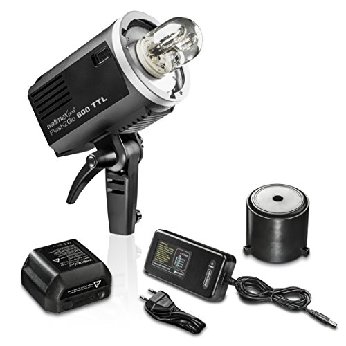 walimex pro Studio Akkublitz Flash2Go 600 TTL, 600 Ws Blitzleistung, Akku 8.700mAh ermöglicht bis zu 500 Blitzauslösungen, 2,4GHz, LED Einstelllicht, professioneller mobiler Indoor und Outdoor Blitz von Walimex pro