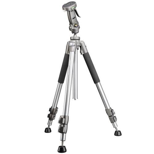 Walimex WAL-6702 Dreibeinstativ 1/4 Zoll, 3/8 Zoll Arbeitshöhe=60 - 156cm Silber inkl. Tasche, Kuge von Walimex