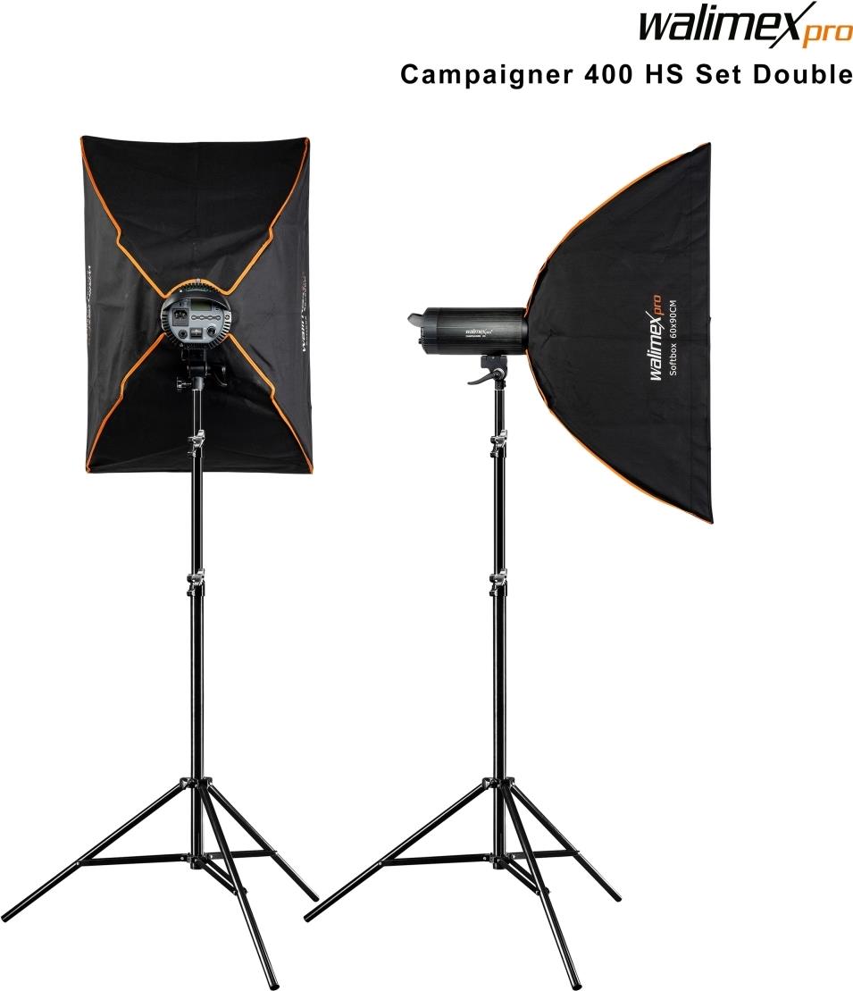 Walimex pro Campaigner 400 HS Set Double mit integriertem 2.4 GHz Empfänger, 400 Ws, Schnelle Abbrennzeit, LED-Einstelllicht Und Benutzerfreundliches Bedienpanel, Hochwertiger Aluminium-Finish (1023382) Walimex pro Campaigner 400 HS Set Double mit integriertem 2.4 GHz Empfänger, 400 Ws, Schnelle Abbrennzeit, LED-Einstelllicht Und Benutzerfreundliches Bedienpanel, Hochwertiger Aluminium-Finish (1023382) von Walimex