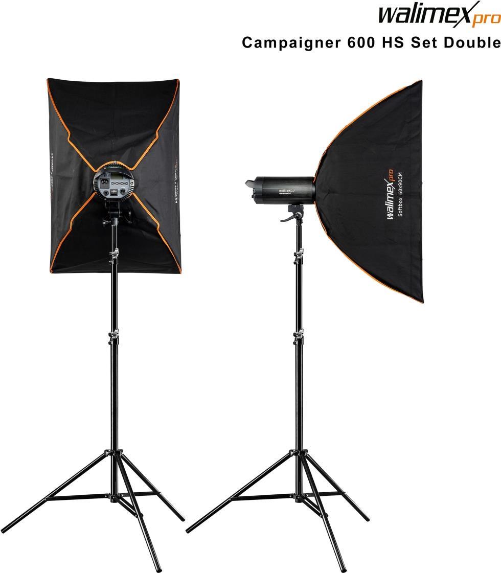 Walimex pro Campaigner 600 HS Set Double mit Integriertem 2.4 GHz Empfänger, 600 Ws, Schnelle Abbrennzeit, LED-Einstelllicht Und Benutzerfreundliches Bedienpanel, Hochwertiger Aluminium-Finish (1023384) Walimex pro Campaigner 600 HS Set Double mit Integriertem 2.4 GHz Empfänger, 600 Ws, Schnelle Abbrennzeit, LED-Einstelllicht Und Benutzerfreundliches Bedienpanel, Hochwertiger Aluminium-Finish (1023384) von Walimex