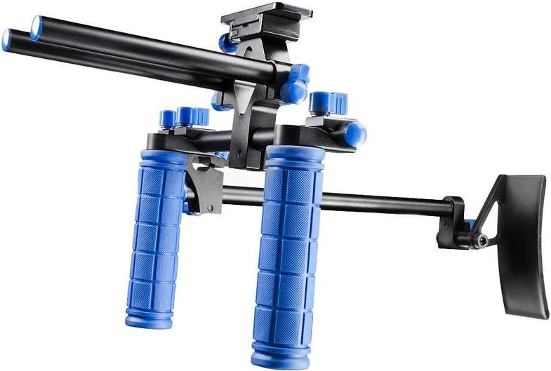 Walimex pro Pro Cineast III Hand-Schulter-Videostativ für DSLR-Video-Rig 18837 Schwarz, Blau (1018837) von Walimex