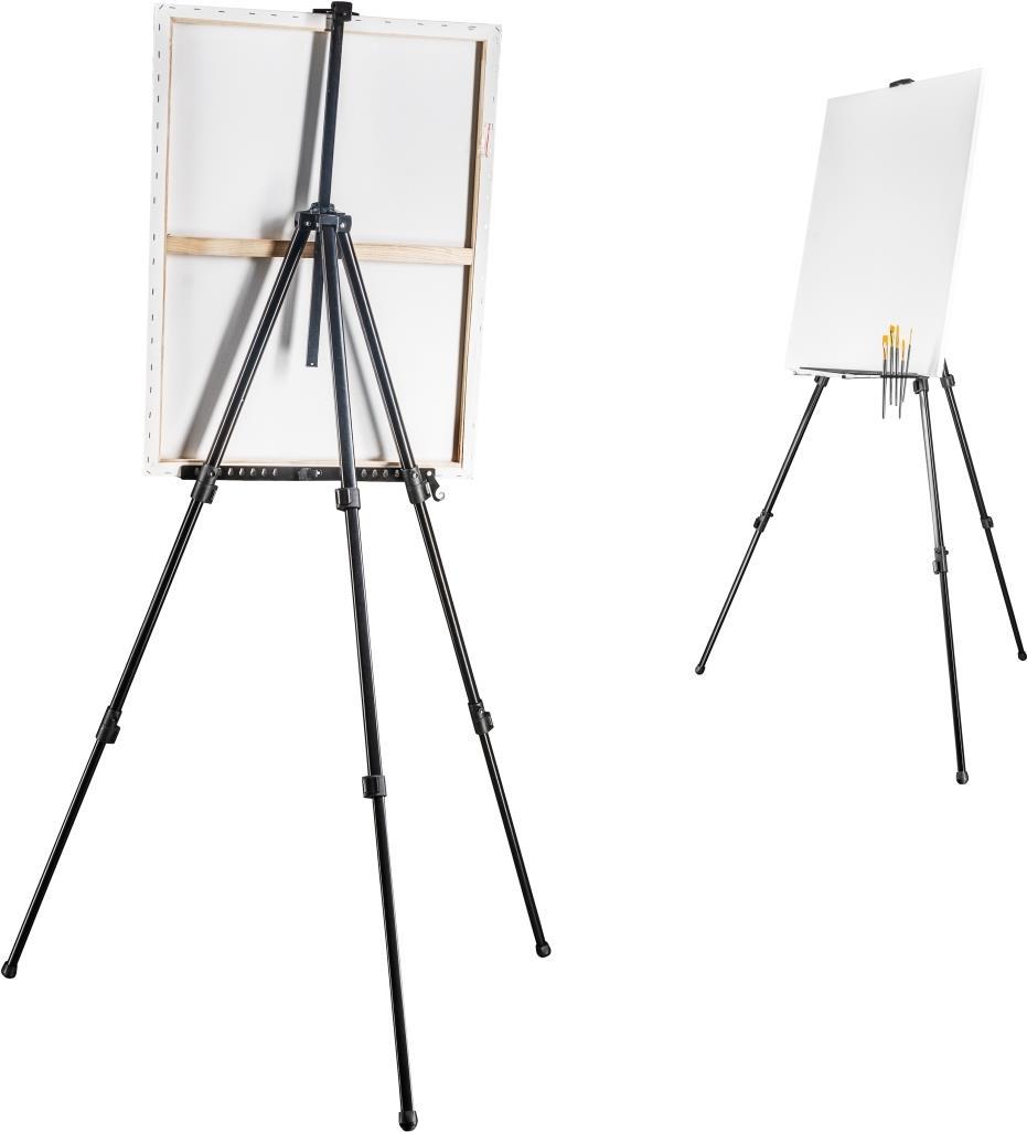 Walimex pro Staffelei XXL 62-205 cm, Leinwandstaffelei aus Aluminium inkl. Transporttasche, Feldstaffelei für Leinwand bis 150 cm, Leinwandstativ mit Ablage (1022745) von Walimex