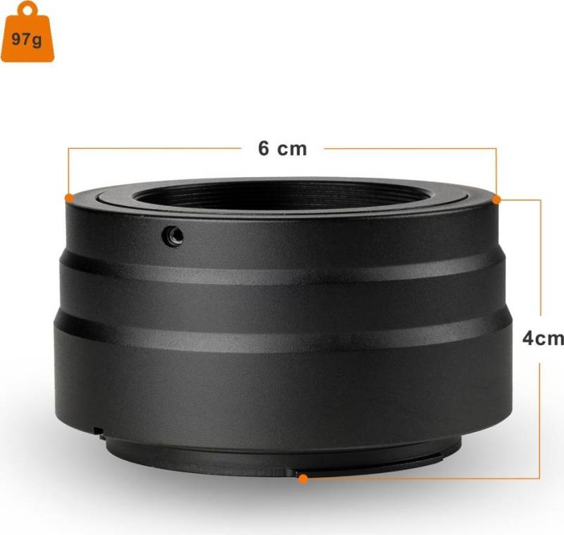 Walimex pro T2 Adapter kompatibel mit Canon R - Adapterring mit manuellem Fokus, einfache Handhabung, Objektiv-Anschlussring für Canon EOS R1, EOS R5 Mark II, EOS R100, EOS R8, EOS R50, EOS R10 (1023368) von Walimex