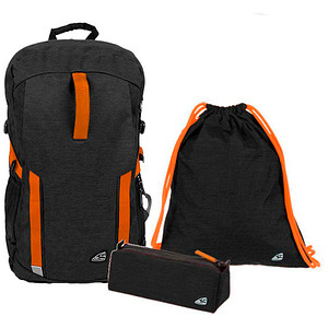 Walker Schulrucksack Kunstfaser schwarz/orange von Walker