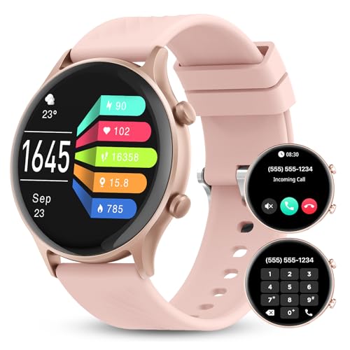 WalkerFit Smartwatch Damen mit Telefonfunktion: 1.39“ Fitnessuhr, Wasserdicht Armbanduhr Schrittzähler mit Pulsmesser/Schlafmonitor/120+ Sportmodi Aktivitätstracker Android iOS von WalkerFit