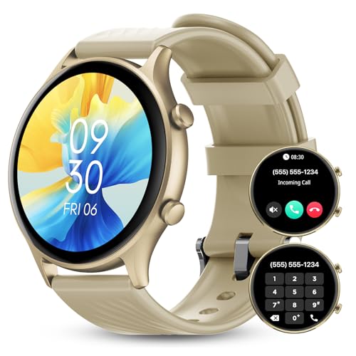 WalkerFit Smartwatch Damen mit Telefonfunktion: 1.39“ Rund Fitnessuhr, Armbanduhr Wasserdicht Schrittzähler mit Pulsmesser/Schlafmonitor/120+ Sportmodi Fitness Tracker Android iOS von WalkerFit